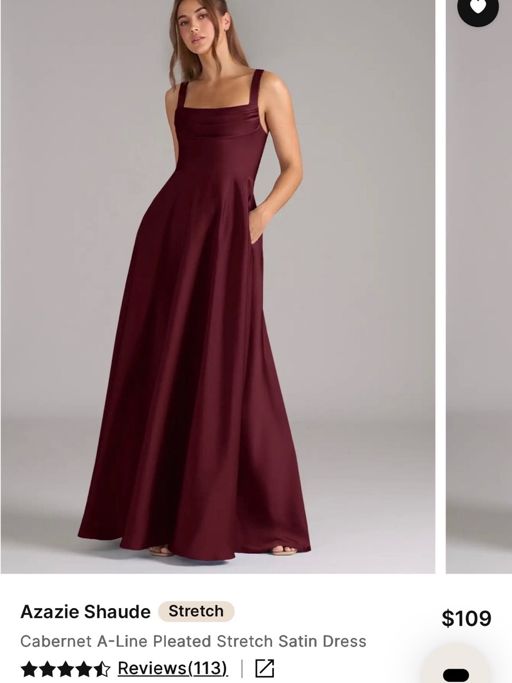 Azazie Cabernet Square-Neck A-Line Maxi Dress